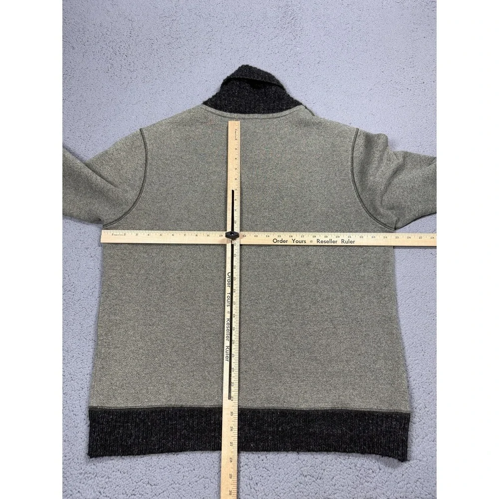 RRL Ralph Lauren Sweater Mens XL Gray Heavyweight Shawl Button Mock Neck Knit